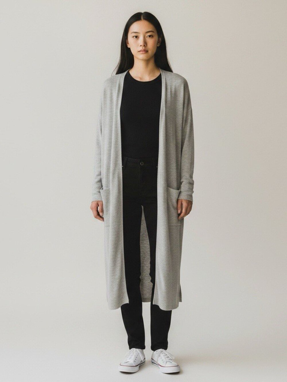 Babaton Ty Cardigan Size M Medium Gray Long Belted